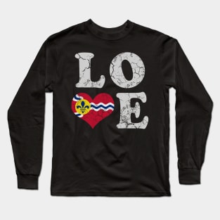 Love St Louis Flag Home Family Vintage Distressed Long Sleeve T-Shirt